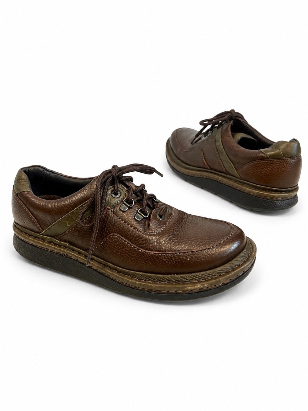 Clarks Nature Three vintage men's casual shoe dark brown pebbled leather 11.5